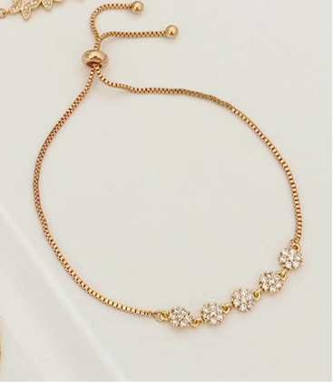 Elegant Gold Adjustable Bracelet with Diamond Accents