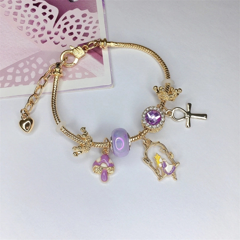Pink and Gold Charm Bracelet