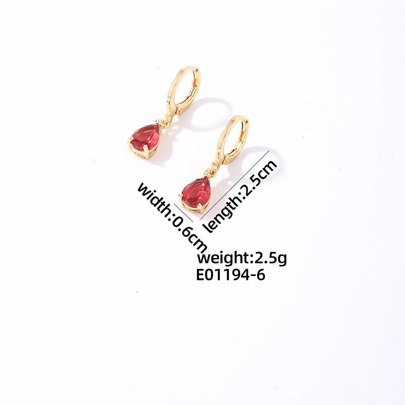Elegant Gold-Plated Drop Earrings with Teardrop Gem