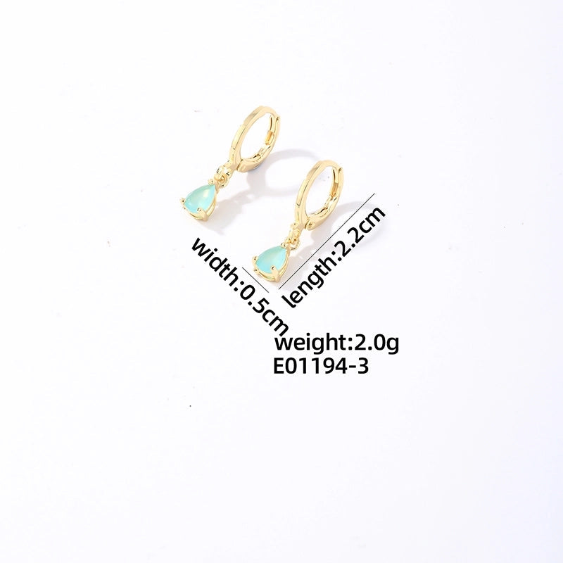 Elegant Gold-Plated Drop Earrings with Teardrop Gem