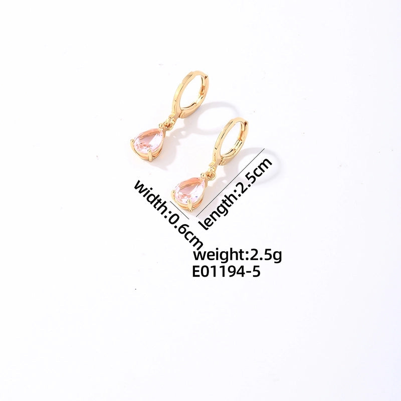 Elegant Gold-Plated Drop Earrings with Teardrop Gem
