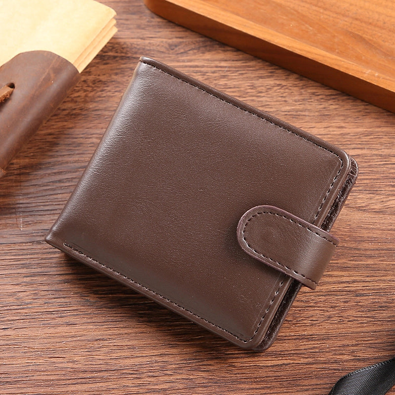 Men’s Solid Colour Leather With Button To Close Wallet