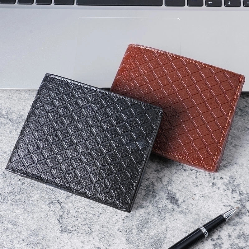 Men’s Solid Colour Leather Open Small Wallet