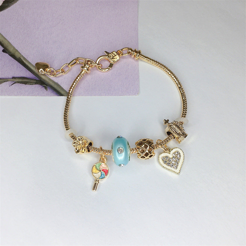 Pink and Gold Charm Bracelet