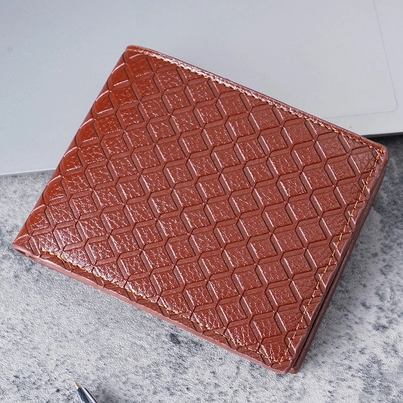 Men’s Solid Colour Leather Open Small Wallet