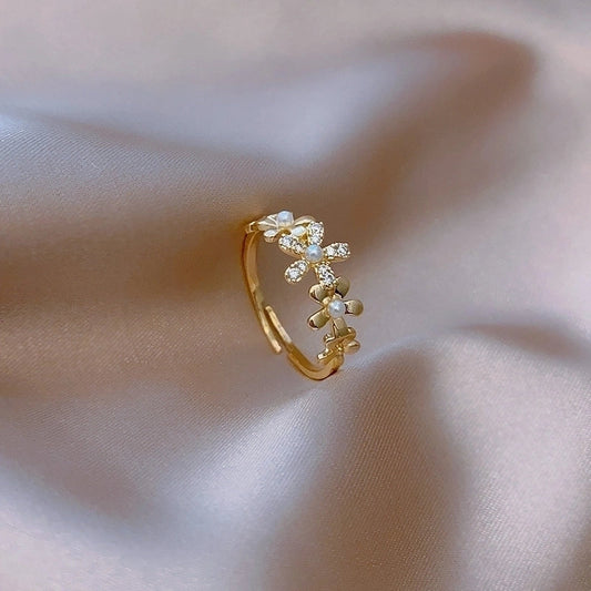 Delicate Floral Adjustable Ring
