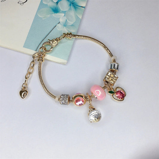 Pink  and Gold Charm Bracelet