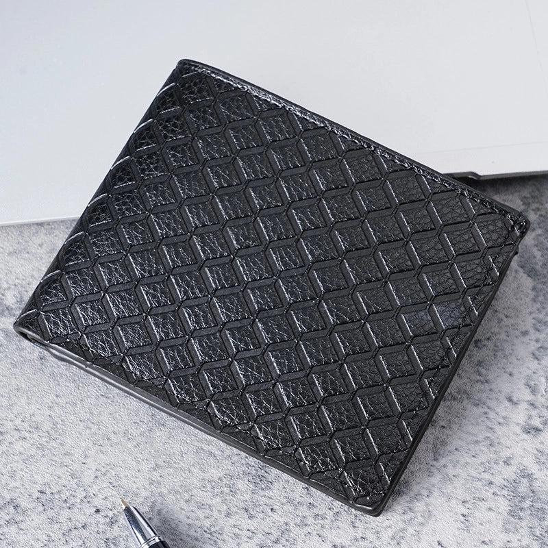 Men’s Solid Colour Leather Open Small Wallet