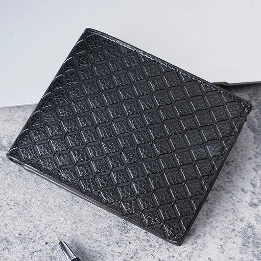 Men’s Solid Colour Leather Open Small Wallet