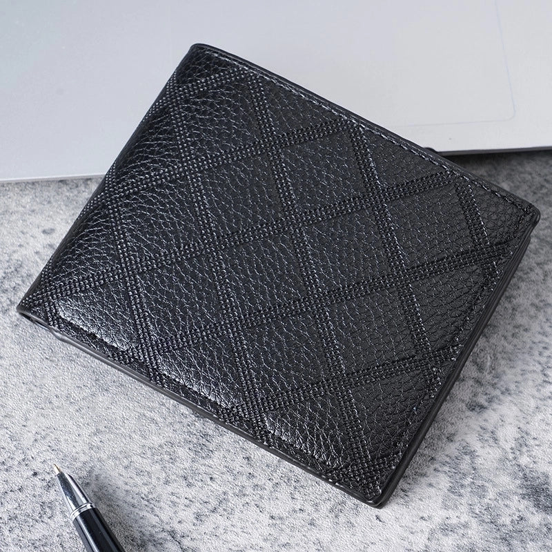 Men’s Solid Colour Leather Open Wallets