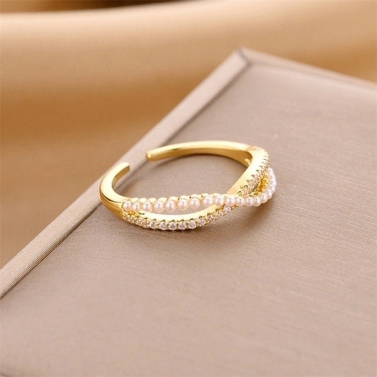 Pearl Crossover Adjustable Ring