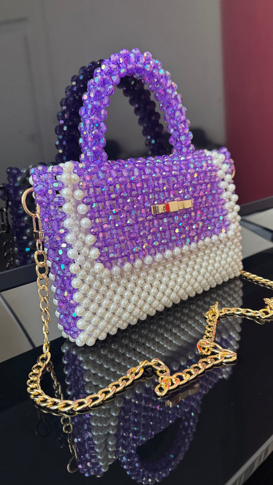 Pearl & Purple Beaded Bag