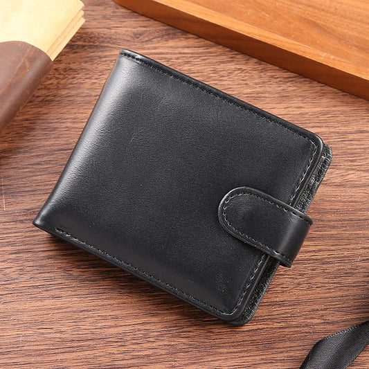 Men’s Solid Colour Leather With Button To Close Wallet