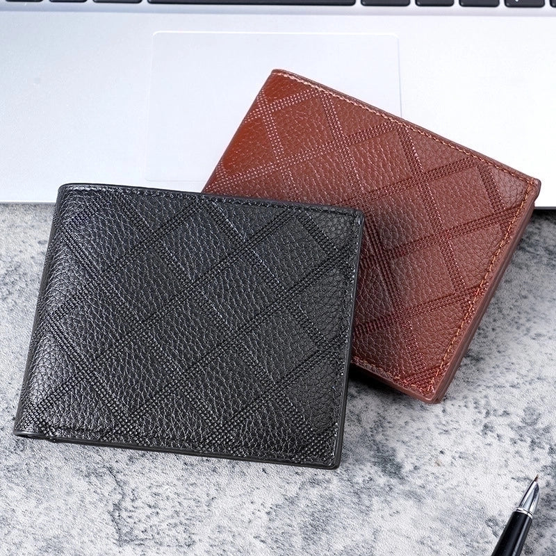 Men’s Solid Colour Leather Open Wallets