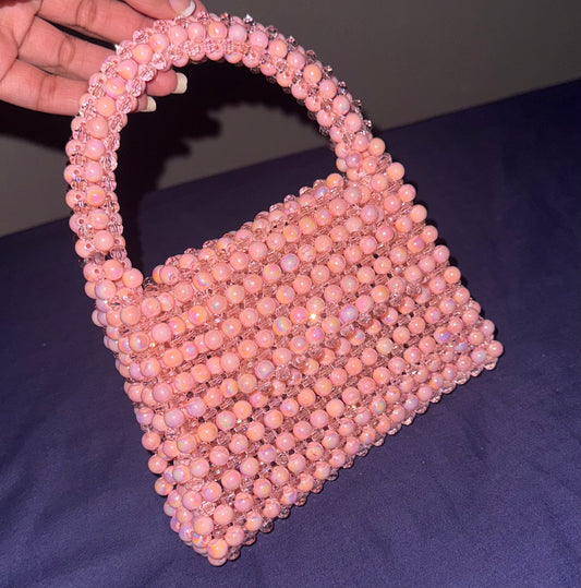 Peachy Light Pink Mini Beaded Bag