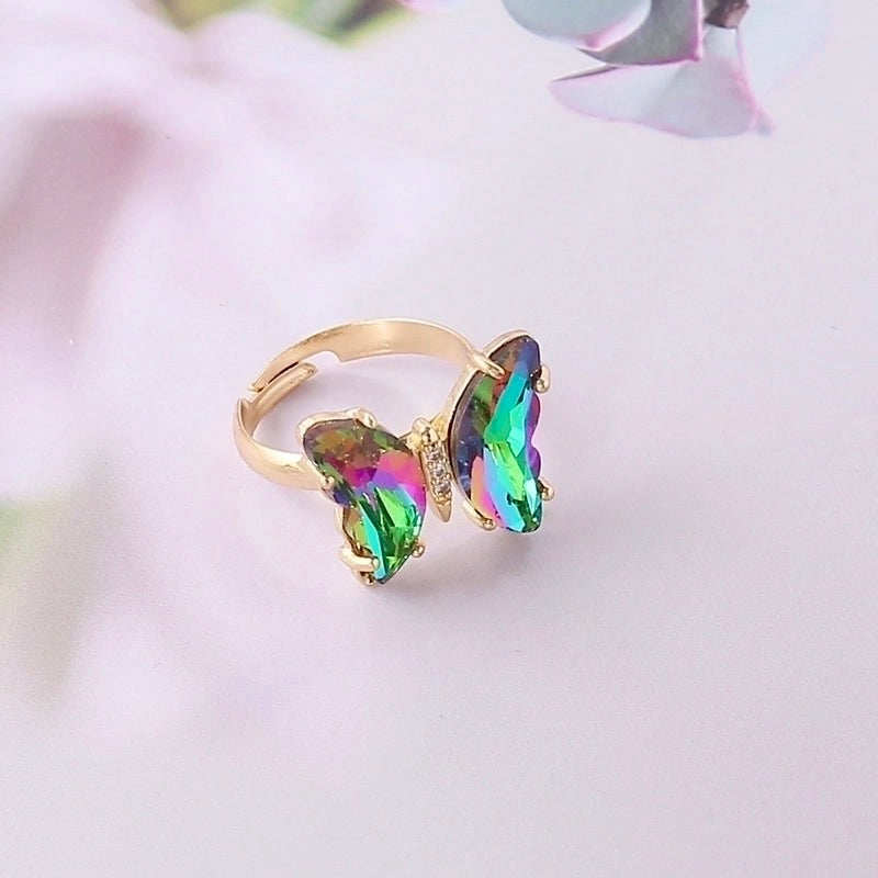 Crystal Butterfly Adjustable Ring