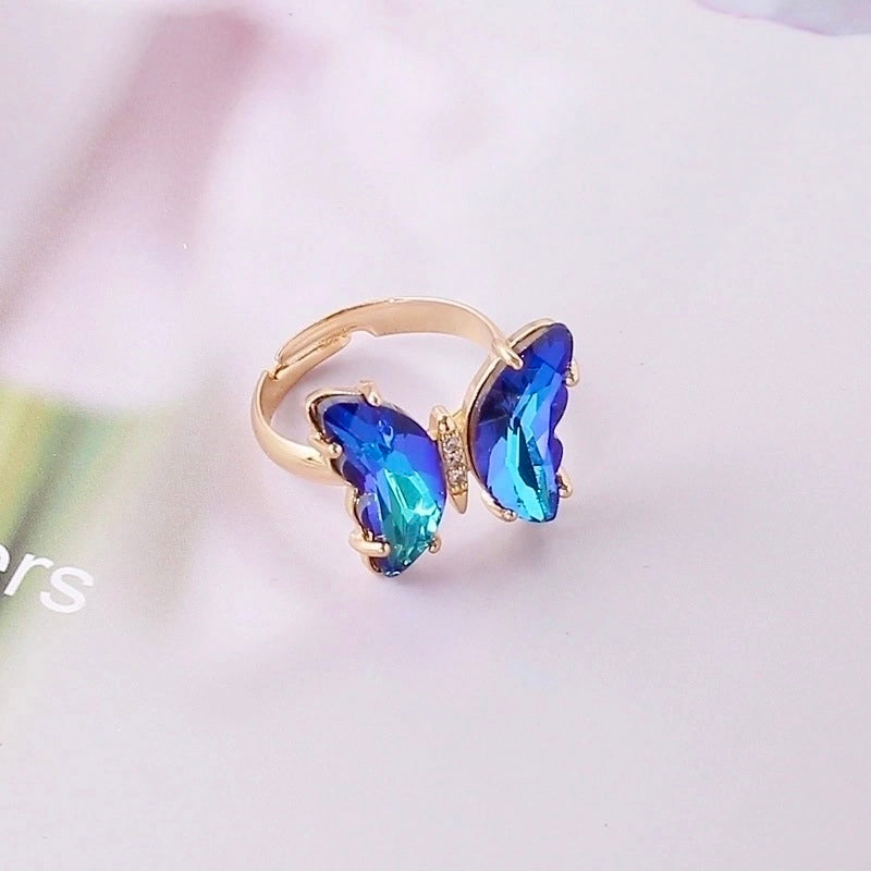 Crystal Butterfly Adjustable Ring