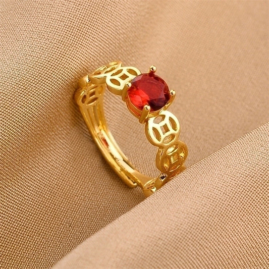 Ruby Golden Adjustable Ring