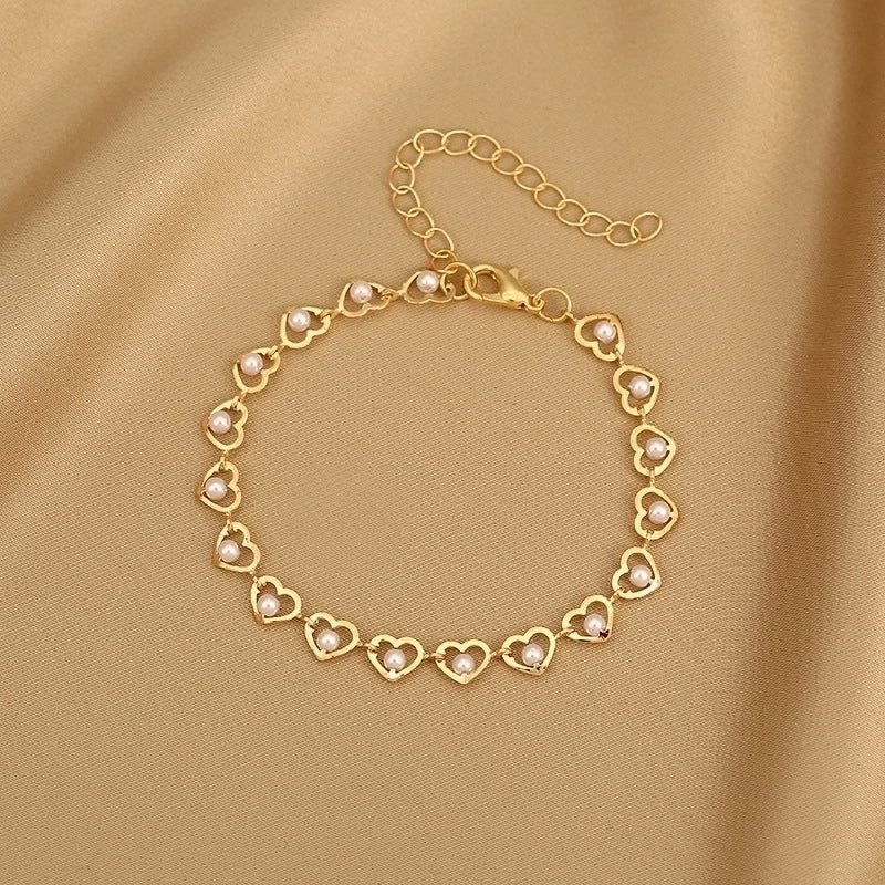 Heart Bracelet With Pearl Accents