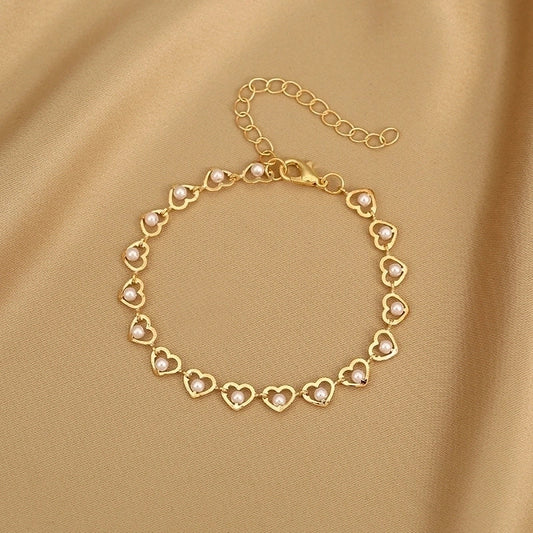 Heart Bracelet With Pearl Accents