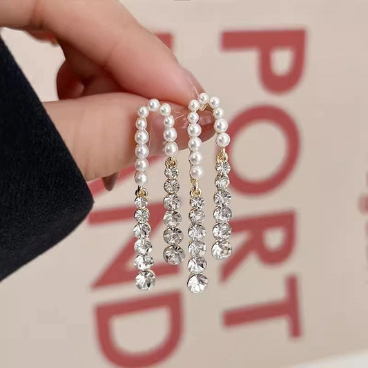 Crystal Drop & Pearl Loop Statement Earrings